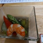 おばんざい ふじまさ - 野菜の煮浸し海老入り