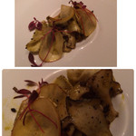 フロリレージュ - 前菜は緑竹と鮑を鮑の肝で和えた物。素敵！