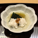 木山 - ・鱧と梅肉、鱧の骨出汁、加茂茄子、金時草