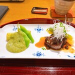 おかもと - 和牛のランプと茄子に木の芽味噌