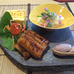 料理屋 植むら - ワタリガニ・落花生・鱧の照り焼き・サワガニ・玉子。