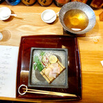 肉和食 月火水木金土日 - 活〆鱧と北海帆立の香味しゃぶ