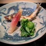 310705879 - 岐阜長良川の天然鮎　これに会いたくて体調を整えてきた。開店以来ずっと変わらない仕入れ先、信頼の鮎。大沼さんの鮎は身の甘さが際立って香り高い。