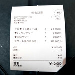 肉和食 月火水木金土日 - 本日のレシートです