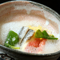 秋刀魚すだち洗い いちじく 錦糸瓜 おかかわかめ だしのムース