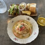 ファースト ブルー カフェ - 桃の冷製パスタ+ドリンク付…税込1950円+150円=2100円