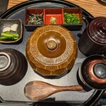 うなぎ四代目菊川 - ひつまぶし　薬味とお出汁はお代わりできます！