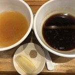 麺屋鈴春 - つけ麺(醤油＆塩)+藻塩・レモン