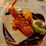 琴弾廻廊　暈亭 - 海老ナッツ揚げ　とうもろこし