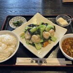 栄楽飯店 - エビと青梗菜炒めのセット('25/07/26)