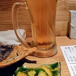 炭火やきとり隠れ家 呑んべゑ - スーパードライとお通し