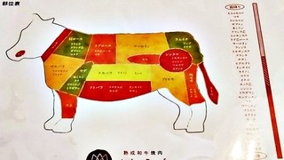 熟成和牛焼肉エイジング・ビーフ - 部位表