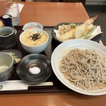 彦いち - エビ天せいろ・揚げ玉ごはん