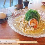RAMEN VILLAGE CAFE - 桃と海老の冷やしラーメン・濃厚味玉 極