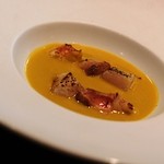 2014年9月下旬　★夜★　海老・ホタテとフォアグラをカボチャスープで@@
