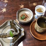 飴源 - 鮎の唐揚げ、川海老の佃煮、梅の甘露煮