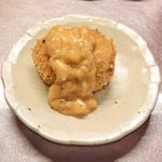 おでん め組 - <'14/09/22撮影>本日のめ組定食 1080円 のコロッケ(じゃが芋、バター、玉ねぎ、ベーコン、オーロラソース)