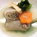 おでん め組 - <'14/09/22撮影>本日のめ組定食 1080円 のいか大根煮、大根、人参、焼き揚げ、小松菜
