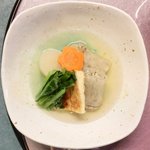 おでん め組 - <'14/09/22撮影>本日のめ組定食 1080円 のいか大根煮、大根、人参、焼き揚げ、小松菜