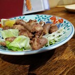 しゃんしゃん亭  - 鶏肉の焼き物。ハツ（心臓）です。あっさりと美味かった!