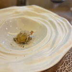 シクラメンテ - 花ズッキーニのフリット、ヤギのチーズ、サマートリュフ、リゾット