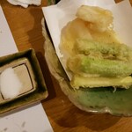 喬司 - アオリイカとアスパラの天ぷら