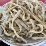 ラーメン もっけだの - 『朝食 ラーメンニンニク野菜マシマシ＋メンマ』の天地返し