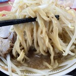 ラーメン もっけだの - 『朝食 ラーメンニンニク野菜マシマシ＋メンマ』の麺