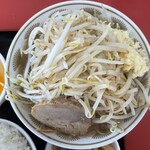 ラーメン もっけだの - 『朝食 ラーメンニンニク野菜マシマシ＋メンマ』のラーメンニンニク野菜マシ