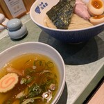 らぁ麺花萌葱 - 味玉昆布水つけそば