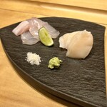 鮨 匠海 - 宮城内湾の平目・北海道 野付産ホタテ