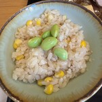 蕎麦 つぼ井 - とうもろこしと枝豆ごはん