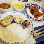 TAPiR - さんまカレー、ダール、サンバル、ケークサレ、ずいきのピクルス、きのこサブジ、バスマティ(4000円で作ってもらったコース)