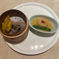 崎陽軒本店 嘉宮 - 手作り点心　五穀米と海鮮、帆立のウニソース