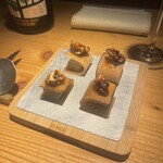 fudo - 生八ツ橋と西京味噌漬フォアグラ　8年熟成のモデナのバルサミコ　胡桃　1,540円