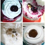 かき氷&デザート&カフェ ボンジョルネ - アメリカンチェリー氷にはパイ、青梅みるくにはうぐいす豆♪ぐんぐん食べ進めてしまいます♪