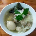 ユナイテッド ヌードル アメノオト - 蛤塩そば1000円＋味玉120円＋エビワンタン250円