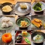 みさき - えのき炊いたの(左上)から右へと進みます