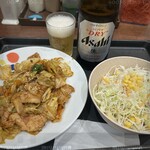 松屋 - 回鍋肉＆サラダ＆瓶ビール