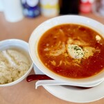 幸楽苑 - 料理写真:トマト＆カレーらーめん   ライスセット