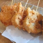 七乃花 - 串揚げ(鶏もも、レンコン、長芋)