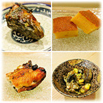 うを徳 - ・鰻かぶと焼き・玉子焼き・宍道湖天然鰻・浜名湖養殖鼈の肝と腸と胃袋と卵のソテー