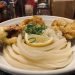 うどん居酒屋 江戸堀 - 久しぶりに見る剛麺と鶏天