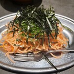 千住かたすみ - 明太子のサラダパスタ。ちょこっとサイズでしめにちょうどいい！