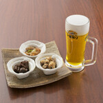 小魚 阿も珍 - チョイ飲み3点セット　・生ビール 又は日本酒（千福一合）
・ミニちーいか天ぷら
・ミニ稲田屋の関東煮
・ミニねぶと南蛮漬
