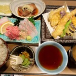 サカナキュイジーヌ・リョウ - 刺身三点と天ぷら五点盛り3,600円