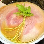 らぁ麺 飛鶏 - 地鶏と貝のつけそば(白醤油)大盛