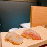 鮨と天ぷら にほんのうみ - ホタテ、ヒラメ