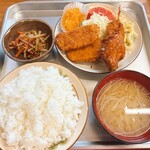 大みや食堂 - 日替定食（火曜日）串カツとハムカツ【ご飯少なめ】