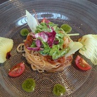 ラ ヴォワール - 前菜  小海老のカッペリーニ、バルサミコトマトソース